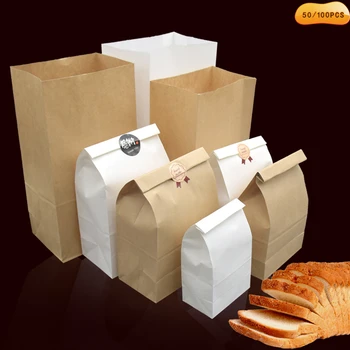 50/100 KOMADA tankih kraft-papir paket hrana slavljenički poklon paket za sendvič kruh bombona prerađeno torba za zurke suha pakiranje papirnatu vrećicu