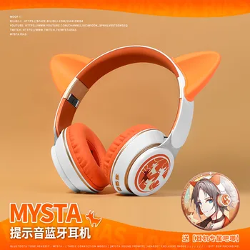 Anime Igra Luxiem Vtuber Mysta Rias Cosplay Slatka Mačka Uši Moderan Prijenosni Sklopivi Slušalice Bežične Bluetooth Slušalice Božićni Pokloni