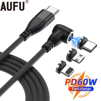 AUFU Magnetski Kabel 60 W PD Brzo Punjenje USB C na USB Type C Kabel Za Samsung iPhone Xiaomi MacBook Magnetsko Punjač Kabel Kabel
