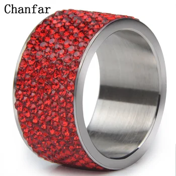 Chanfar Šarene Puni Crystal Velika Stranka Vjenčanja Vjenčani Prsten Za Žene Smještaj Prsten Od Nehrđajućeg Čelika Nakit