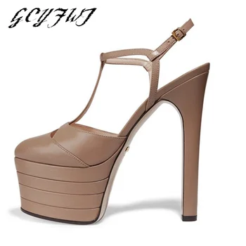Luxuri/ Nove marke ljetne sandale prugama na vrlo visoku petu 16 cm sa T-neck strap, ženske haljine, cipele vjenčanje na debelo platformi, šarene cipele