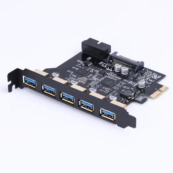 SATA 15PIN Pretvarač za Proširenje PCI-E na USB 3.0 19-Pinski 5-Port PCI Express Kartica za Proširenje za Майнинга Биткойнов