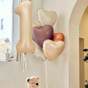 Smeđe Bež Krem Baloni Sa Srca Karamela Boje 1-9 Digitalni Balon 1-d 2-d 3-d Djeca Sretan Rođendan Dekoracije Baloni