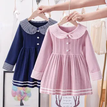 Suknja-džemper za djevojčice, Proljeće Dječje Suknja s dugim rukavima, Dječja Haljina Princeze za djecu, Novi Вязаное haljina 2022 godine