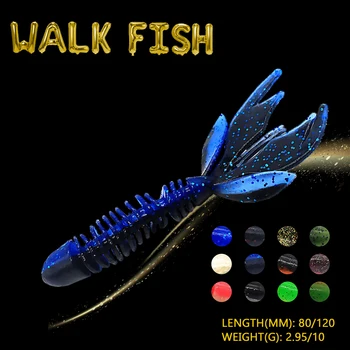 WALK FISH 5pcs 2,95 g/80 mm 2 komada 10 g/120 mm, Meka Riblja Mamac Umjetna Vilica Stražnji Spiralni Navoj Wobblers Bionic Crve Swimbait