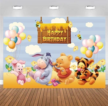 Winnie Pooh je Pozadina Medvjed Dječak Sretan Rođendan Dječji Tuš 1. Slika Pozadina Fotografije Banner Ukras