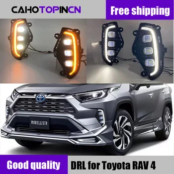 Za Toyotu RAV 4 RAV4 2019-2020 LED DRL LAMPE Vodootporne Auto DRL maglenka Sa Žutim Поворотником stil svjetla za maglu prednja svjetla