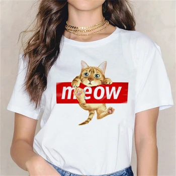 Ženska t-Shirt Harajuku s po cijeloj površini Mačka iz Crtića Ženska Casual Majica Kratkih Rukava Grafička Ulica Ženska t-Shirt.