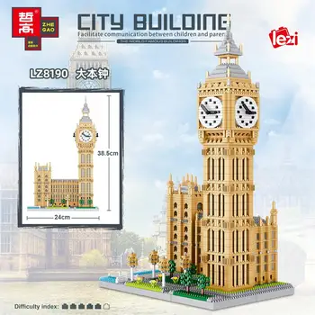 ЛЕЗИ Mini Blokovi Svijet MOC Arhitektura London Elizabeth Zgrada Big Ben Mikro Cigle Igračka za Djecu Dječji Dar Dar 8190