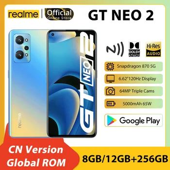 【Globalna ugrađena memorija】 realme GT Neo 2 5G Восьмиядерный procesor Snapdragon 870 8 GB na 12 GB i 256 GB 6,62 
